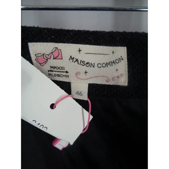 Maison Common Black Textured Wool Blend Skirt Size 46 / 16 US New